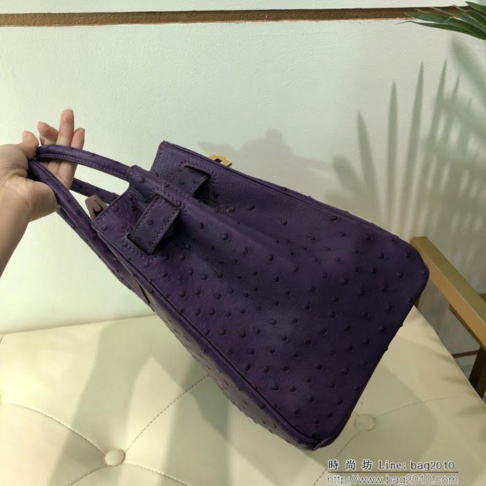 HERMES愛馬仕 鉑金包 Birkin 30 南非原產KK級鴕鳥皮 頂級工藝 手縫蠟線 時尚手提肩背包  Ama1417